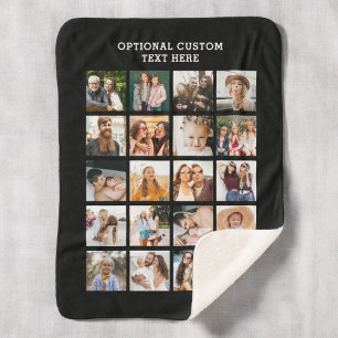 Simple Photo Collage 20 Picture Personalised Sherpa Blanket
