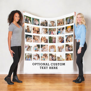 Simple Photo Collage 30 Picture Personalised Fleece Blanket