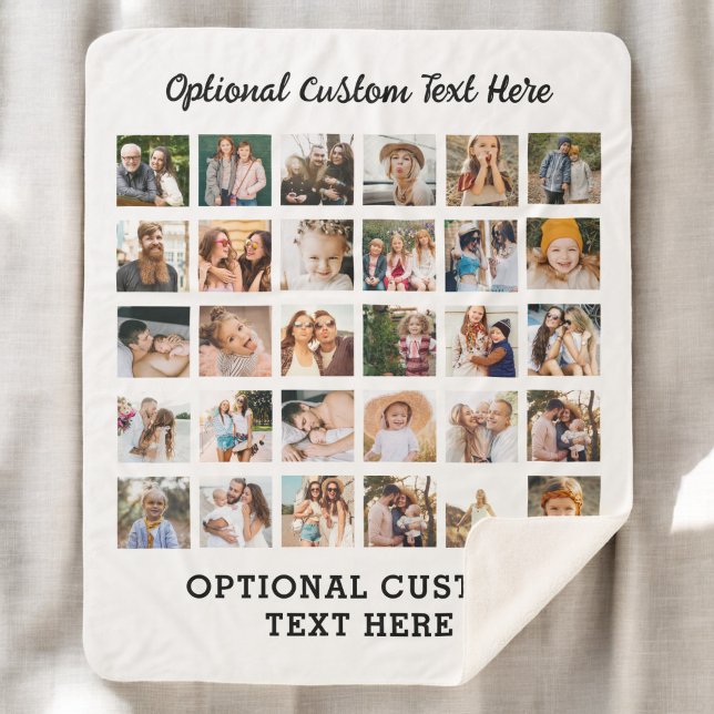 Simple Photo Collage 30 Picture Personalised Sherpa Blanket (Creator Uploaded)