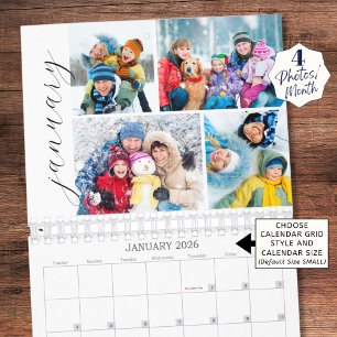 Simple Photo Collage 4 Per Month Script Calendar