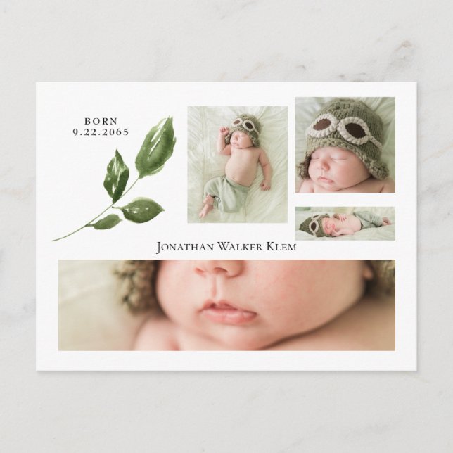 Simple Photo Collage Birth Announcement (Front)