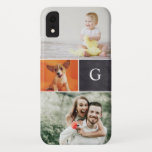 Simple Photo Collage Chalkboard Monogram Family Case-Mate iPhone Case<br><div class="desc">Trendy, stylish and meaningful. It's one thing to have your photos on your phone but to also feature your favourites outside is so unique. Customise and personalise this phone case with three of your favourite photos, replace the single letter for an instant monogram inside the classic chalkboard background. The hardest...</div>