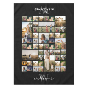 Simple Photo Collage Custom Color Personalized Tablecloth