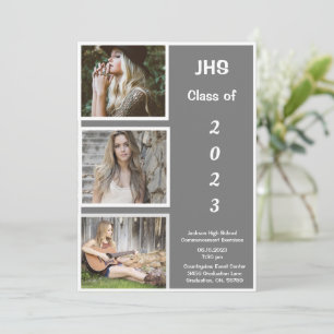 Simple Photo Collage Grad Name Graduation Announcement
