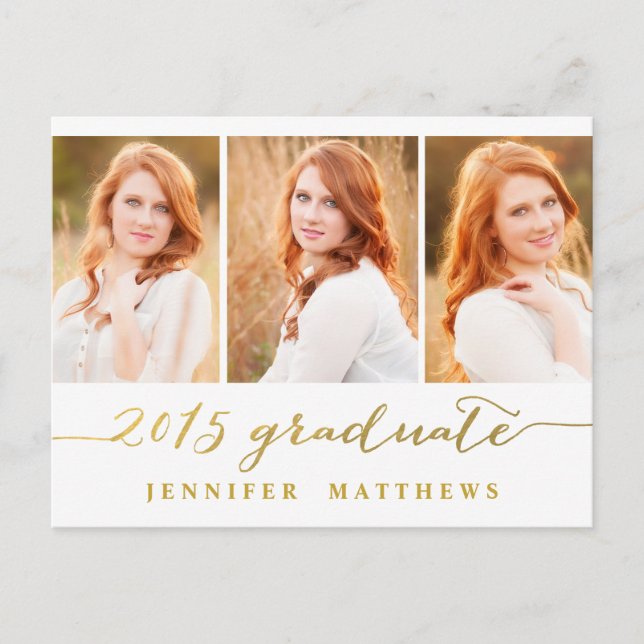 Simple Photo Collage | Graduation Party Invitation Postcard (Front)