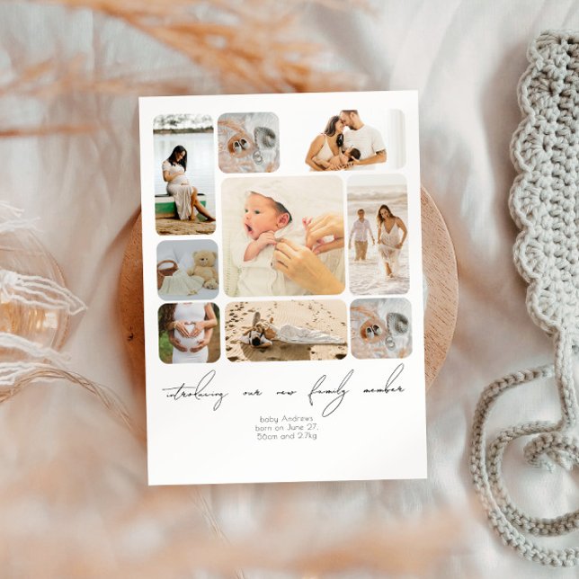 Simple Photo Collage Introducing Newborn Baby Thank You Card (Creator Uploaded)