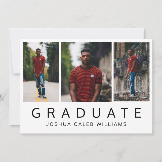 Simple Photo Collage Minimalist Graduation Announcement (Front)