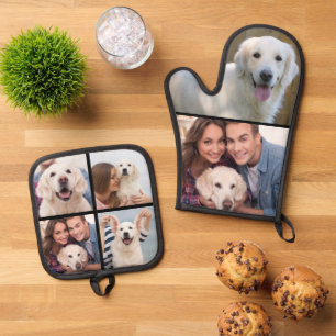 Simple Photo Collage Mitt 2 Potholder 4 Oven Mitt & Pot Holder Set
