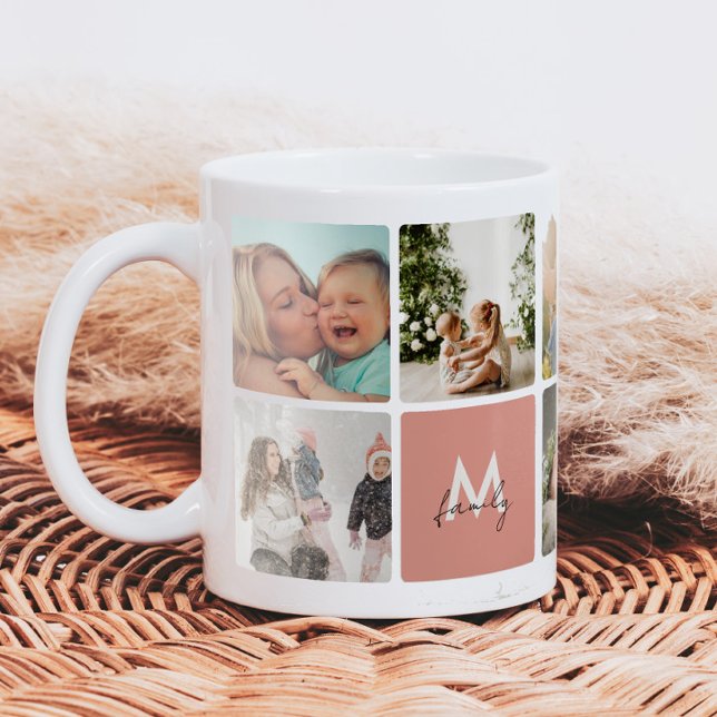 Simple Photo Collage Modern Family Mom Dad Kids Coffee Mug (Creator Uploaded)