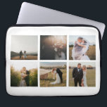 Simple Photo Collage Modern Laptop Sleeve<br><div class="desc">Modern laptop sleeve featuring a simple and minimal white design with a photo collage of six of your favourite wedding pictures.  This elegant laptop is perfect for a newlywed bride.</div>