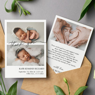 Simple Photo Collage Newborn Birth Announcement
