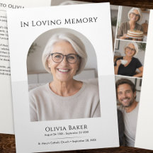 Simple Photo Collage Order of Service Funeral