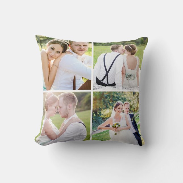 Simple Photo Collage Wedding Cushion (Front)