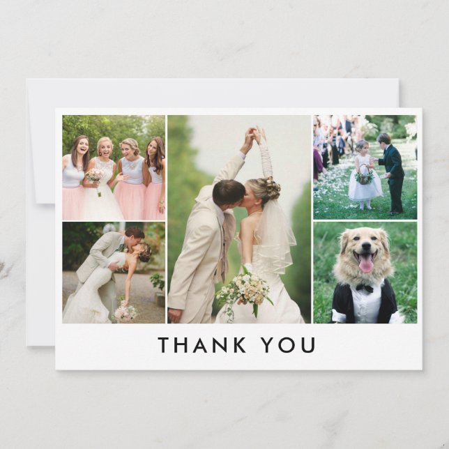 Simple Photo Collage Wedding Thank You (Front)