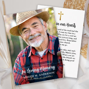 Simple Photo & Cross Funeral Memorial Prayer Card