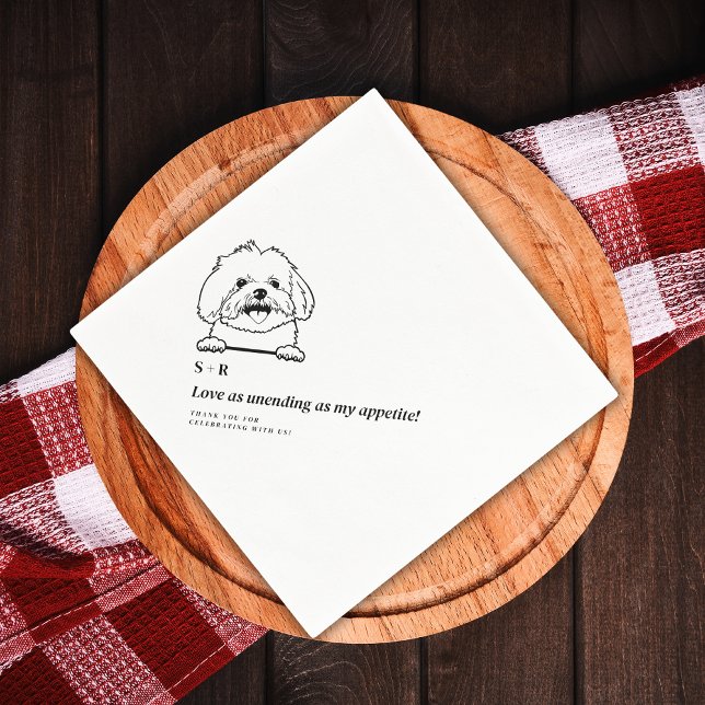 Simple Photo Cute Fun Dog Pet Wedding Napkin (Creator Uploaded)