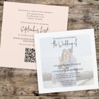 Simple Photo Elegant Minimalist QR Code RSVP Coral