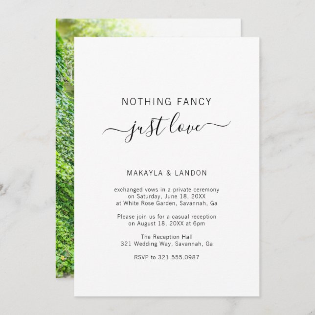 Simple Photo Elegant Modern Wedding Reception Invitation (Front/Back)