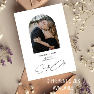 Simple photo elegant script wedding save the date card