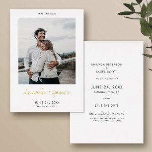 Simple Photo Engagement Wedding Save the Date Gold