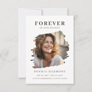 Simple Photo Forever in Our Hearts Thank You Card