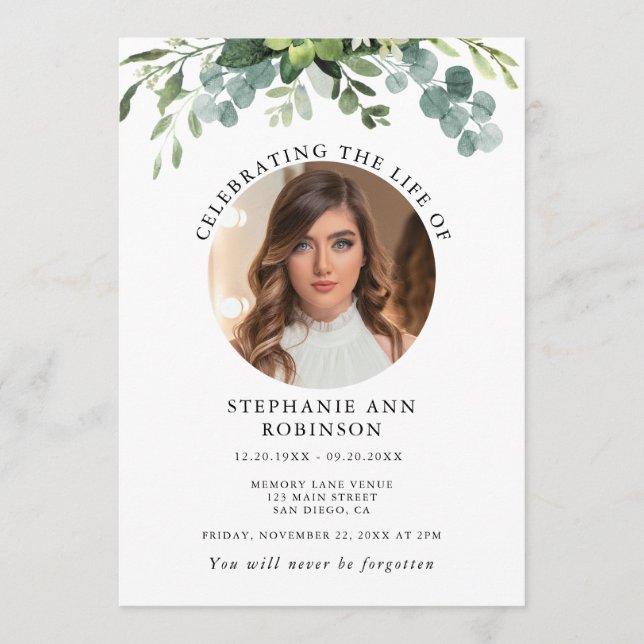 Simple Photo Funeral Memorial Order of Service Programme (Front)