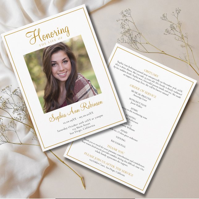 Simple Photo Funeral Memorial Order Of Service Programme (Creator Uploaded)
