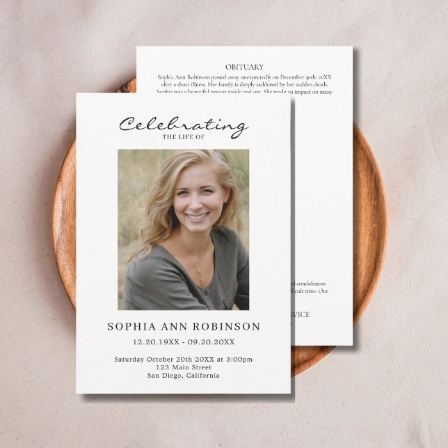 Simple Photo Funeral Memorial Order Of Service Programme (Creator Uploaded)