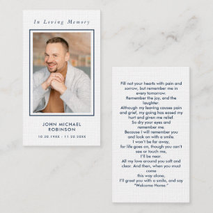 Simple Photo Funeral Memorial Sympathy Prayer Card