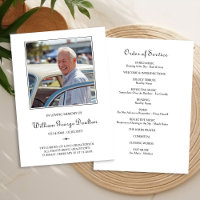 Simple Photo Funeral Order of Service Program