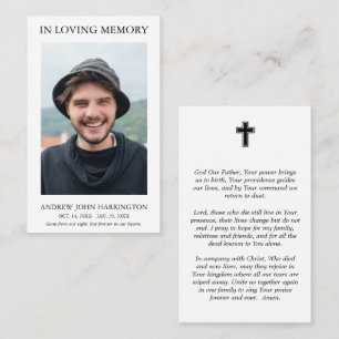 Simple Photo Funeral Prayer Card