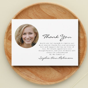 Simple Photo Funeral Remembrance Thank You Note