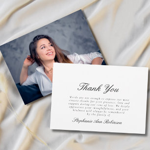 Simple Photo Funeral Sympathy Thank You Note Card