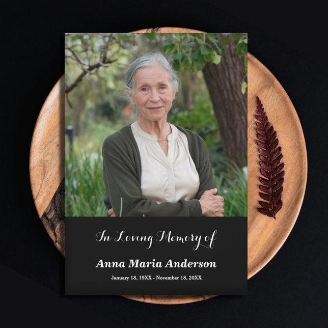 Simple Photo Funeral Thank You Black Card (Simple Photo Funeral Thank You Black Card)