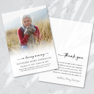 Simple Photo Funeral  Thank You Card