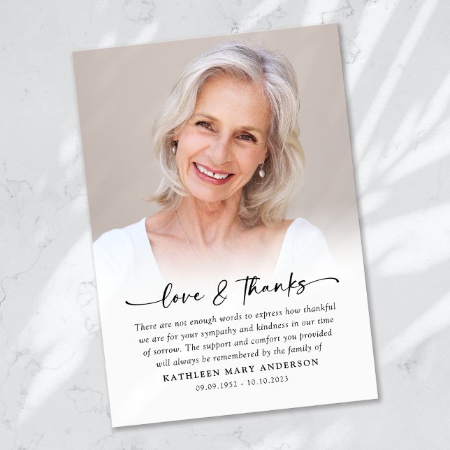 Simple Photo Funeral  Thank You Card (Creator Uploaded)