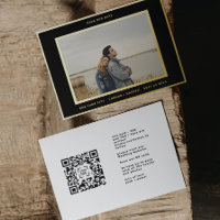 Simple photo Gold Border QR code save our date