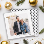 Simple Photo Gold Merry Christmas White Holiday Card<br><div class="desc">Wish your friends and family Merry Christmas this holiday season with this photo Christmas card that features a pine tree pattern on the back.</div>