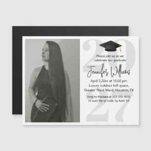 simple photo graduation 2026 party qr code magnet 