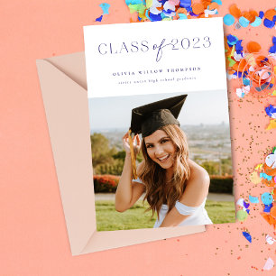 Simple Photo Graduation Announcement Blue 2023