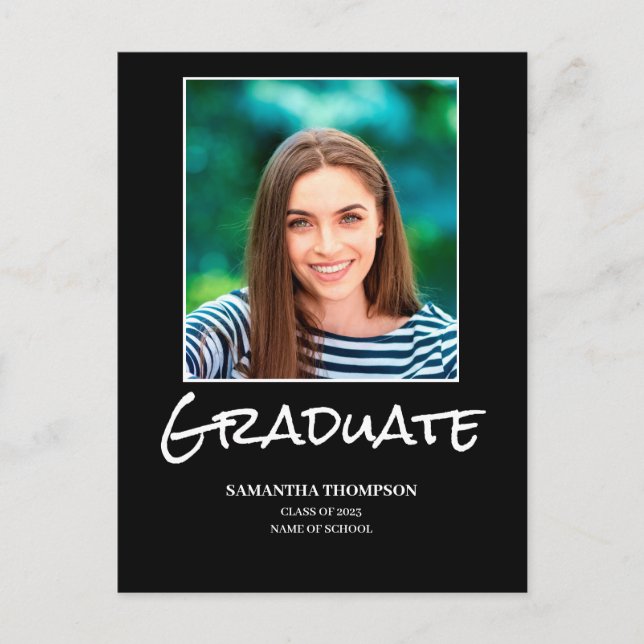 Simple Photo Graduation Announcement Postcard (Front)
