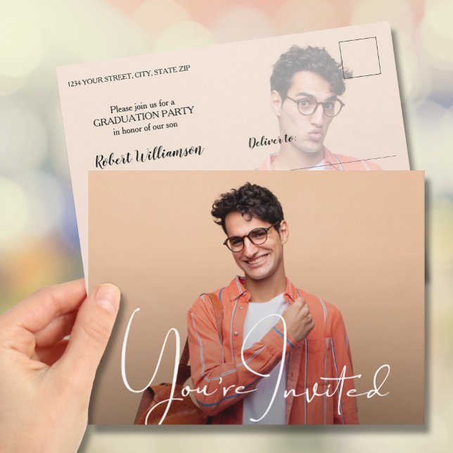 Simple Photo Graduation Invitation Postcard (Creator Uploaded)