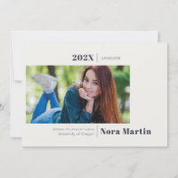 Simple Photo Graduation Navy Blue Announcement