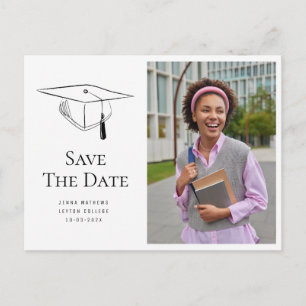 Simple photo graduation photo save the date  postcard