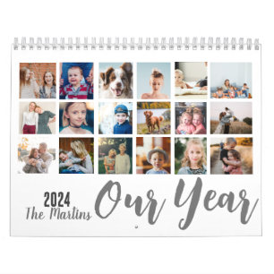 Simple photo grid family collage script text calendar
