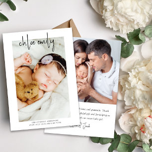 Simple Photo Hand-Lettered New Baby Announcement