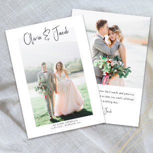 Simple Photo Hand-Lettered Wedding Thank You Card