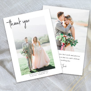 Simple Photo Hand-Lettering Wedding Thank You Card