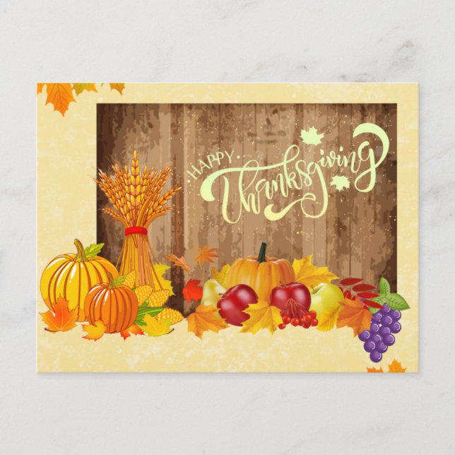 Simple Photo Happy Thanksgiving Food Greetings Postcard (Front)