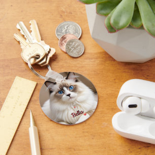 Simple Photo Hearts Pet CAT Personalise Key Ring